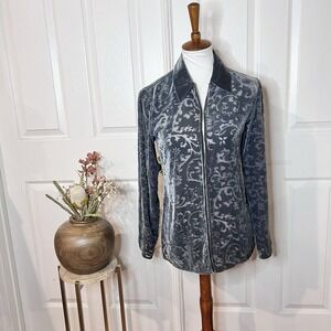 Armani Exchane Womens Velvet Burnout Silk Blend Top Sz S Whimsigoth 90s Y2K Vamp